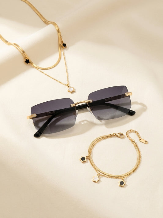 Óculos Aurora Gold + Brindes (Pulseira e Colar)