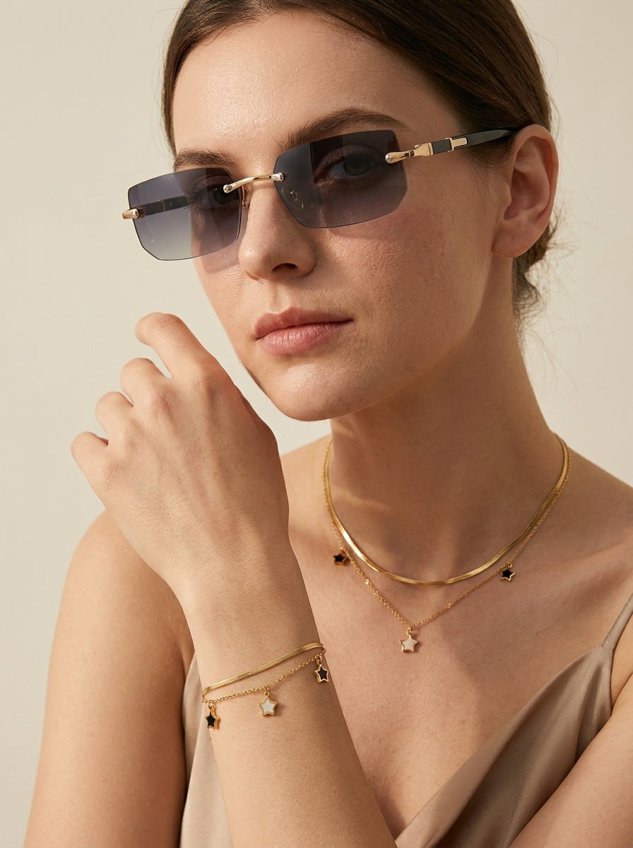 Óculos Aurora Gold + Brindes (Pulseira e Colar)